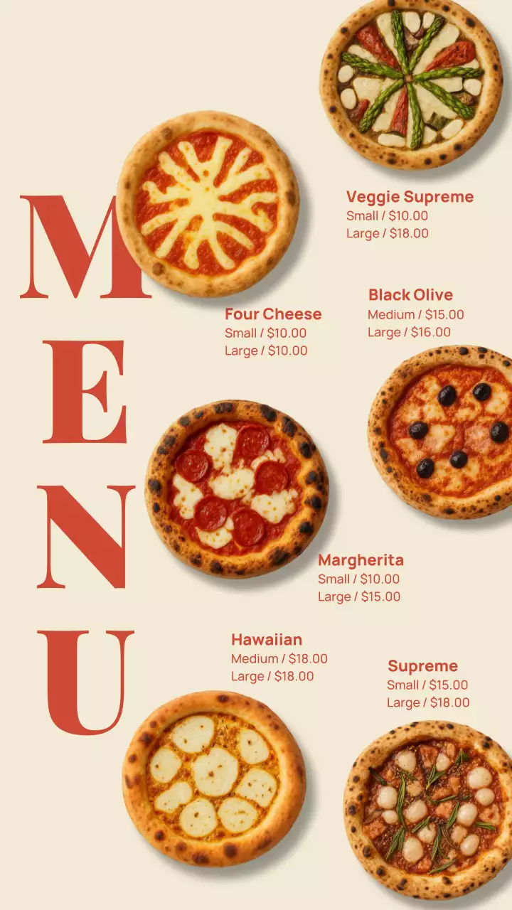 Beige Classic Pizza Menu Instagram Post