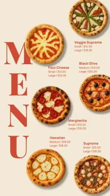 Beige Classic Pizza Menu Instagram Post