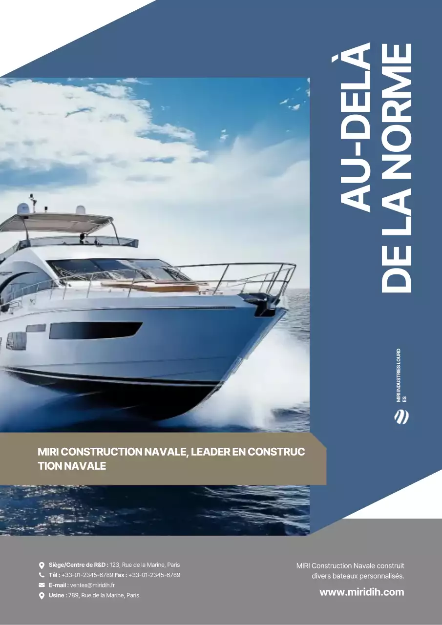 Publicité pour un yacht moderne gris
