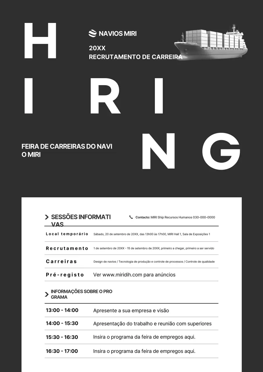 Informações sobre a sessão informativa de recrutamento da Black Modern