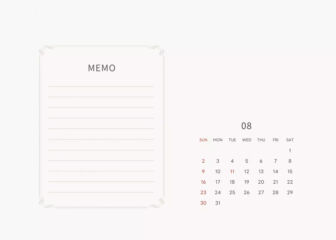 アイボリーとグリーンのシンプルな2025年花柄卓上カレンダー