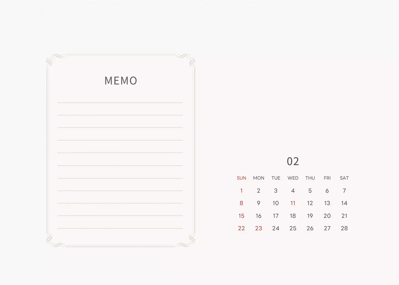 アイボリーとグリーンのシンプルな2025年花柄卓上カレンダー