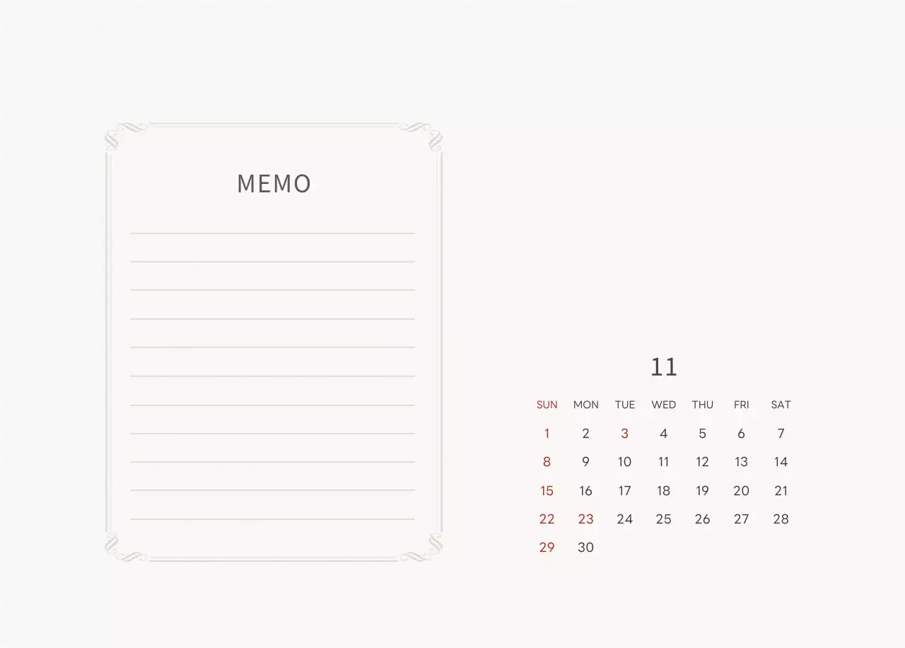 アイボリーとグリーンのシンプルな2025年花柄卓上カレンダー