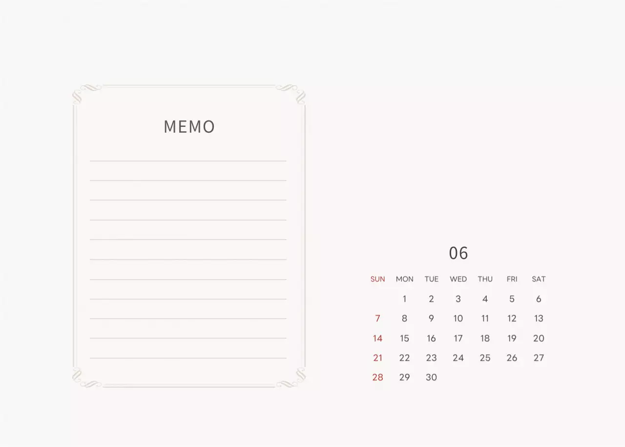 アイボリーとグリーンのシンプルな2025年花柄卓上カレンダー
