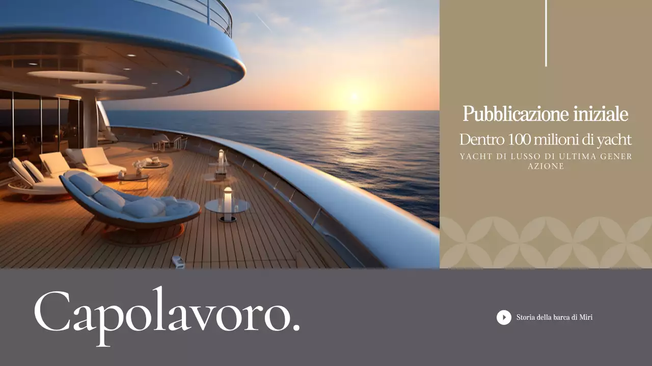 Pubblicità di uno yacht di lusso beige