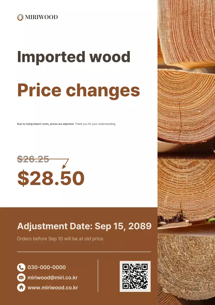 Thông báo điều chỉnh giá Brown Clean