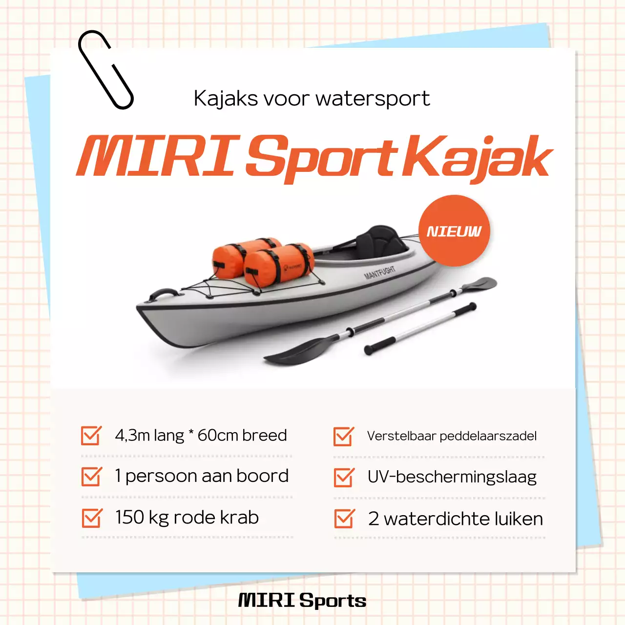 Oranje moderne kajakadvertentie