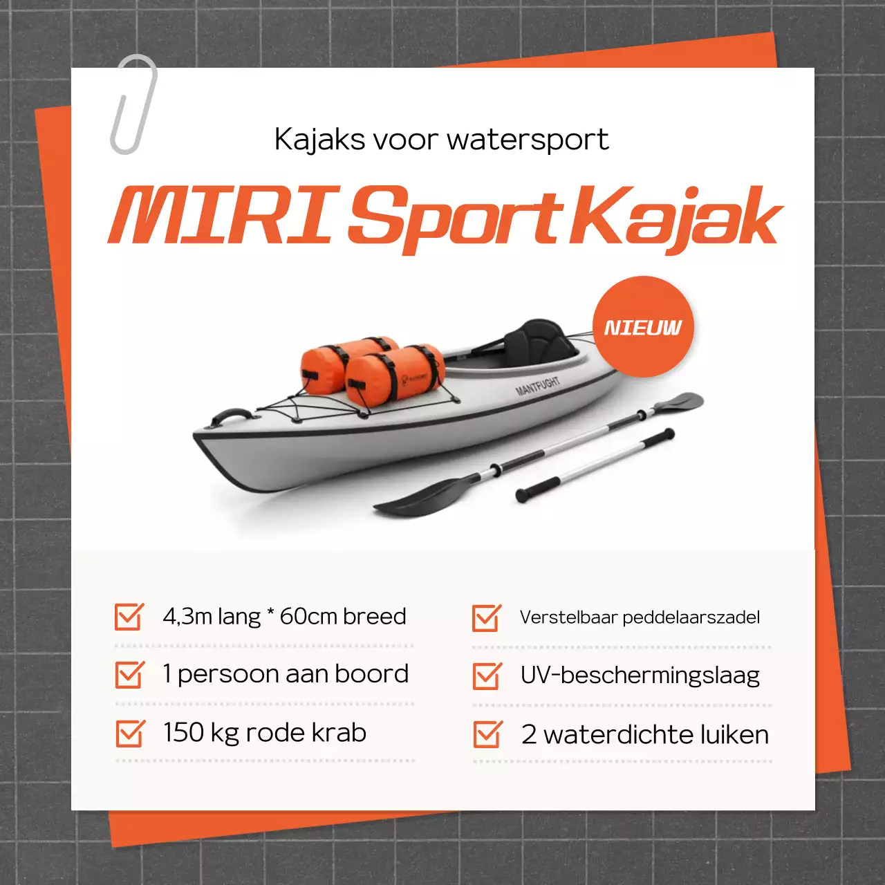 Oranje moderne kajakadvertentie