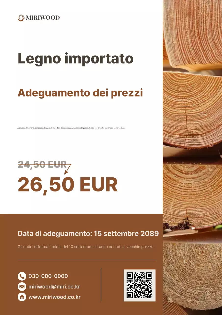 Avviso di adeguamento del prezzo Brown Clean