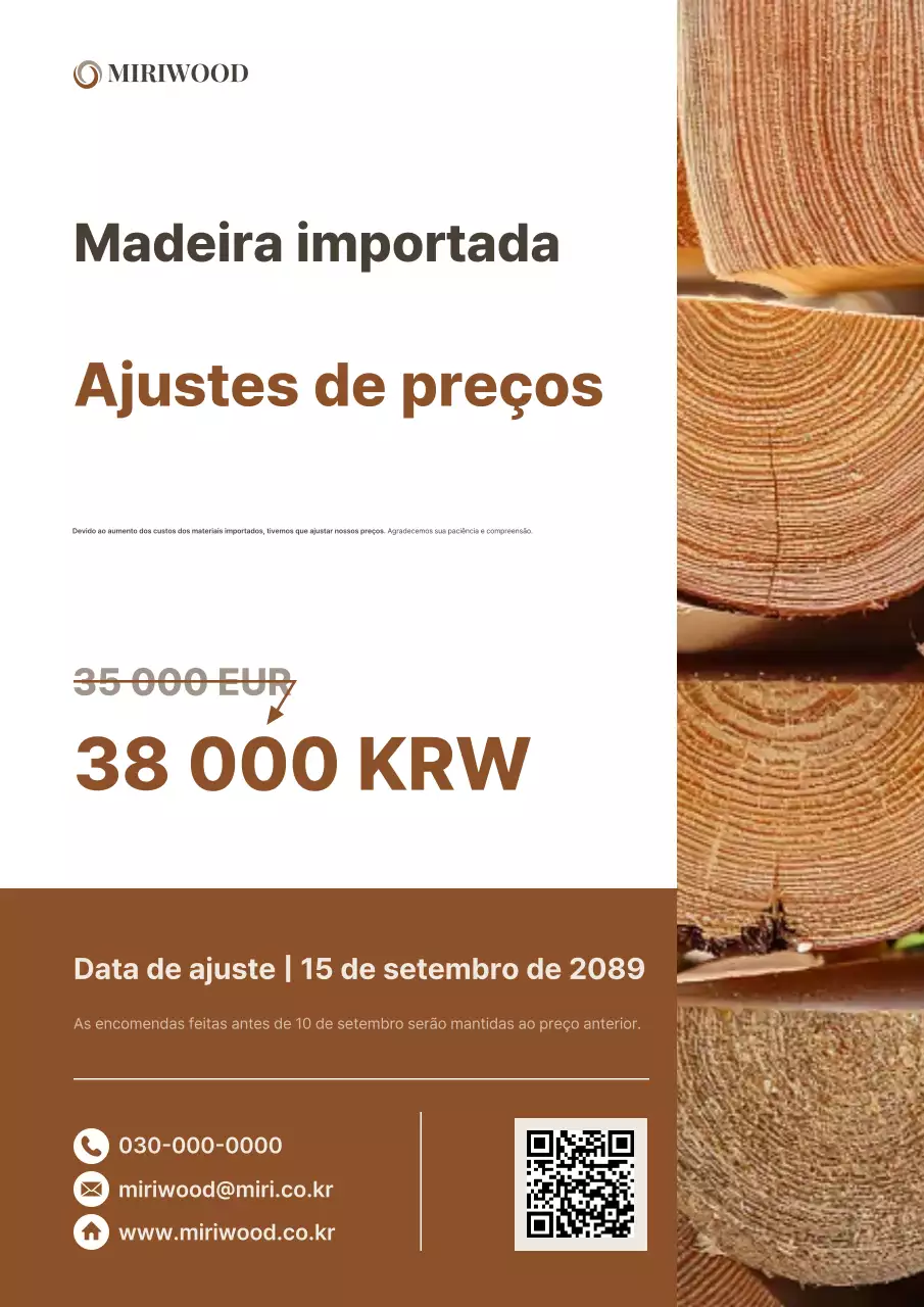 Aviso de ajuste de preço da Brown Clean