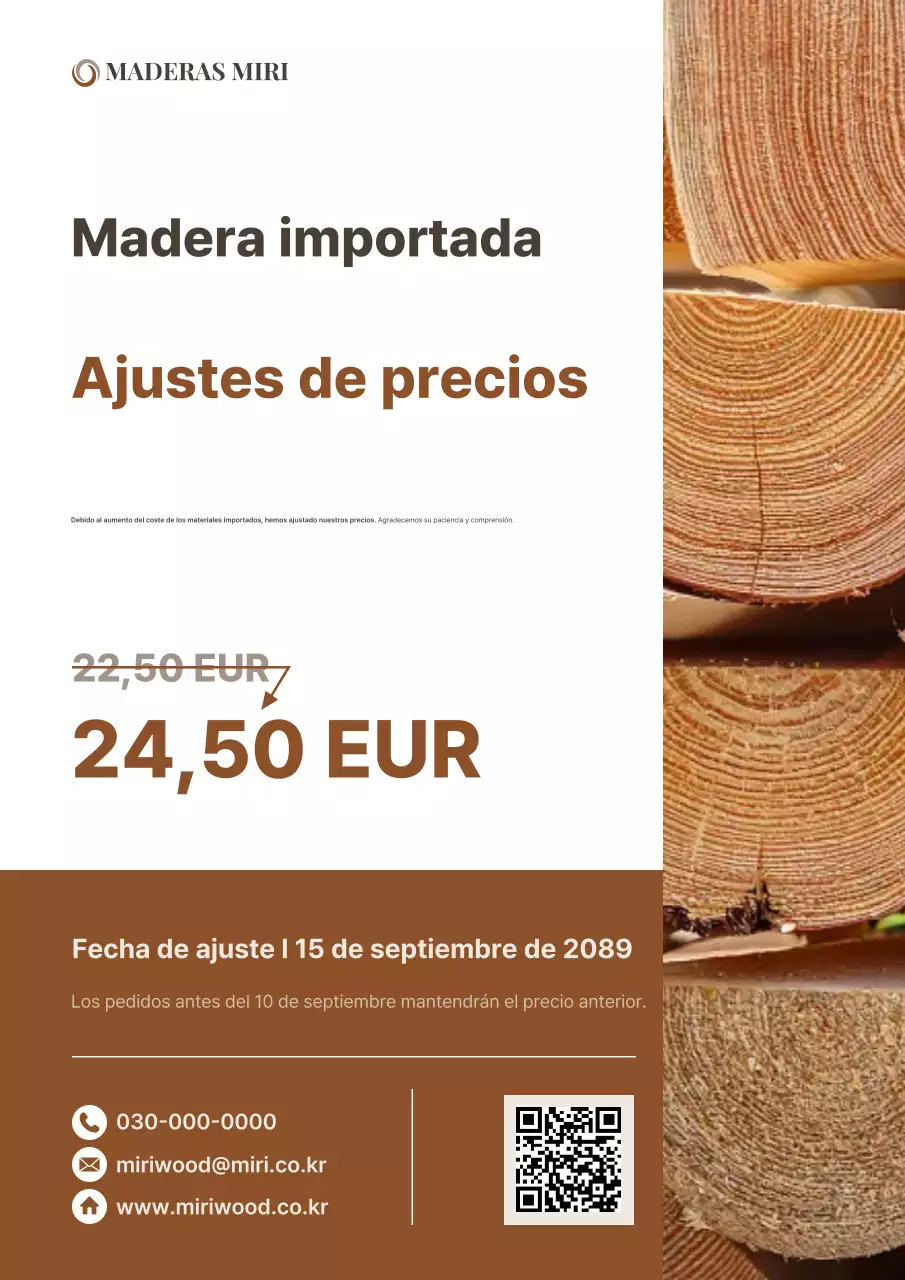 Aviso de ajuste de precios de Brown Clean