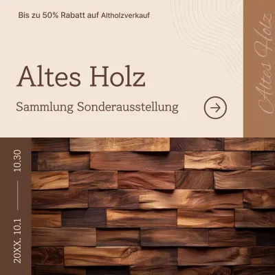 Ausstellung beigefarbener Vintage-Möbel