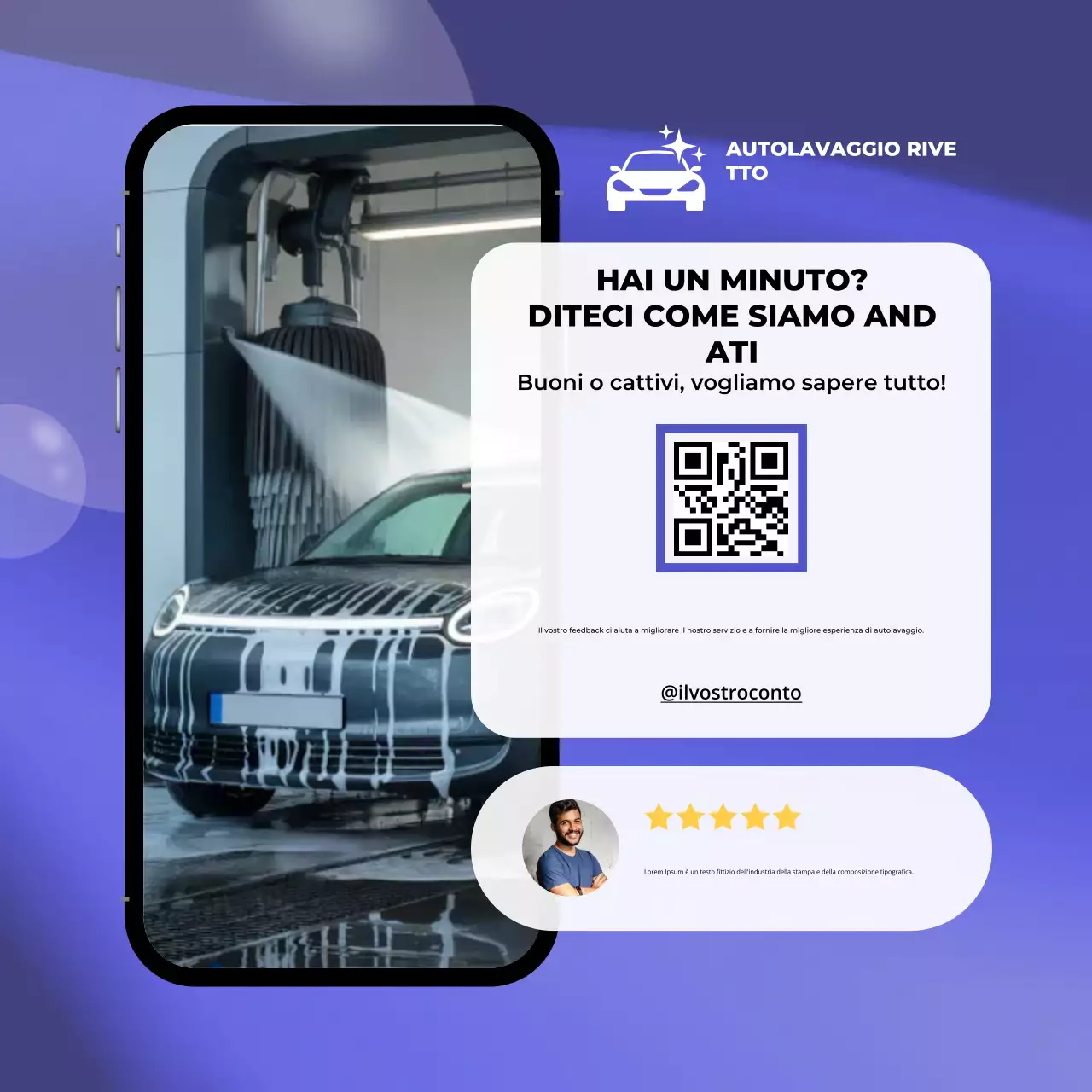 Richiesta di feedback del cliente Blue Modern Post su Instagram