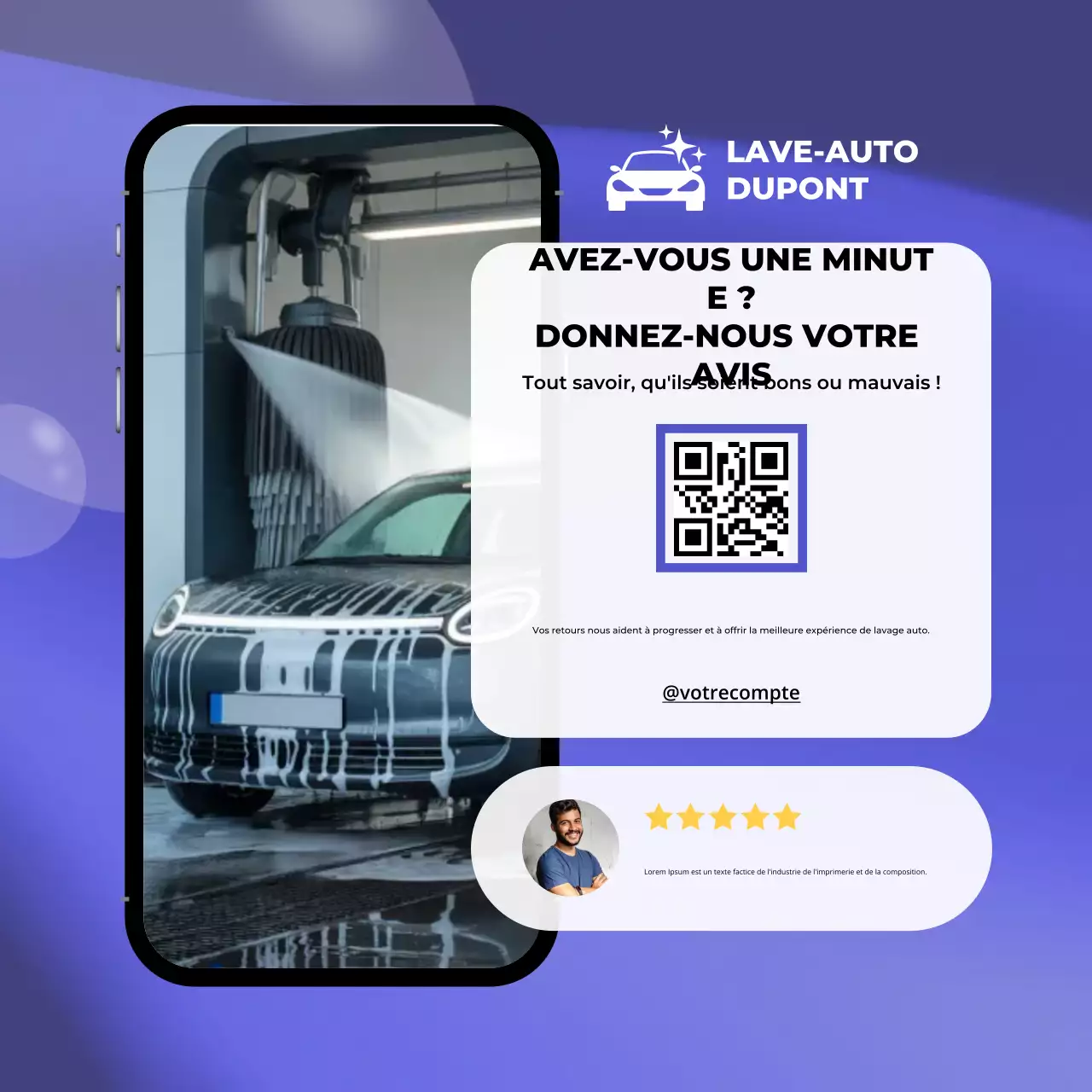 Publication Instagram de demande de commentaires clients Blue Modern