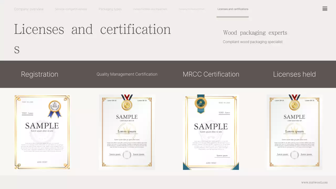 Perfil da empresa de embalagens de madeira bege clássica