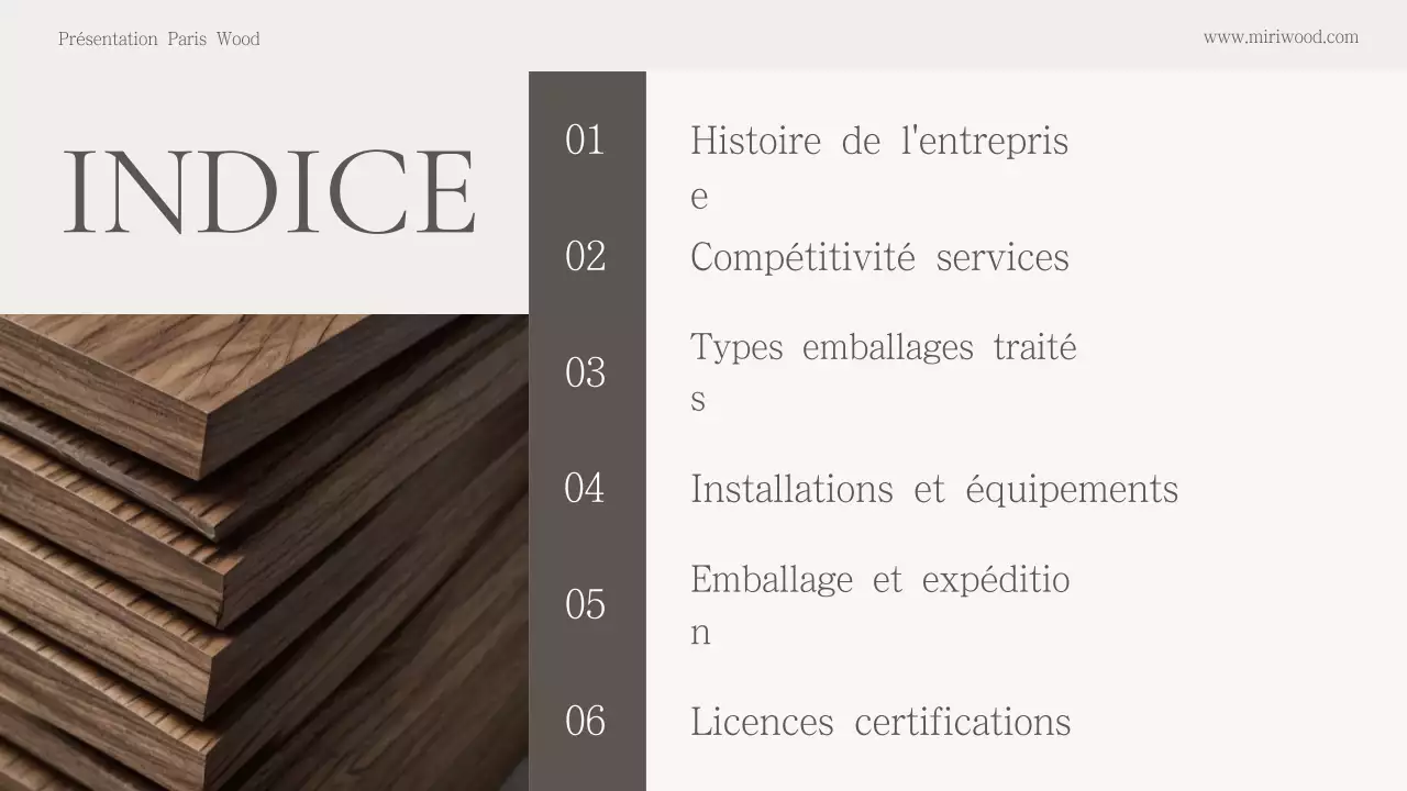 Profil de l'entreprise Beige Classic Wood Packaging