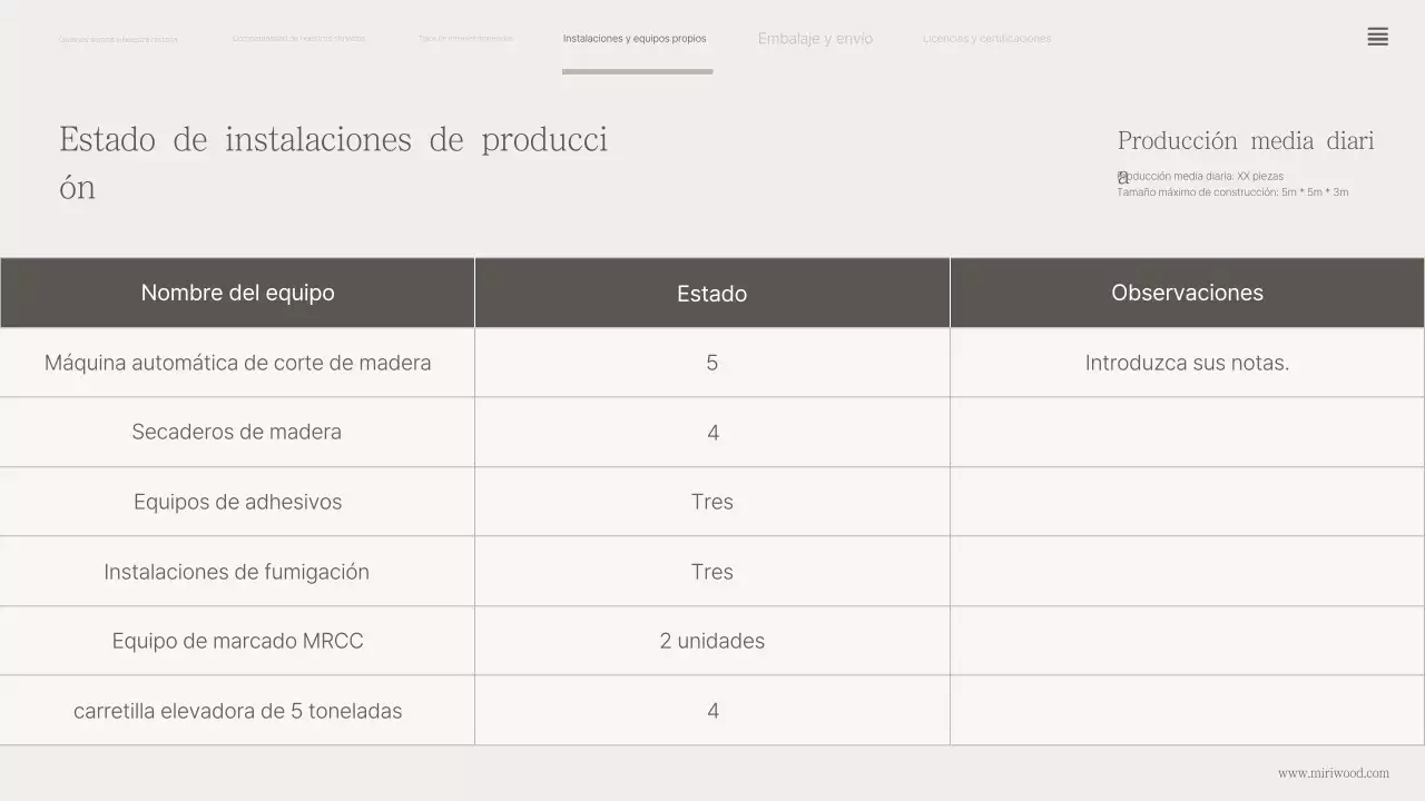 Perfil de la empresa de embalajes de madera clásicos beige