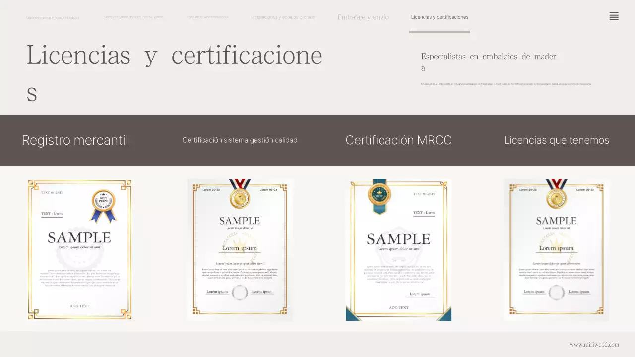 Perfil de la empresa de embalajes de madera clásicos beige