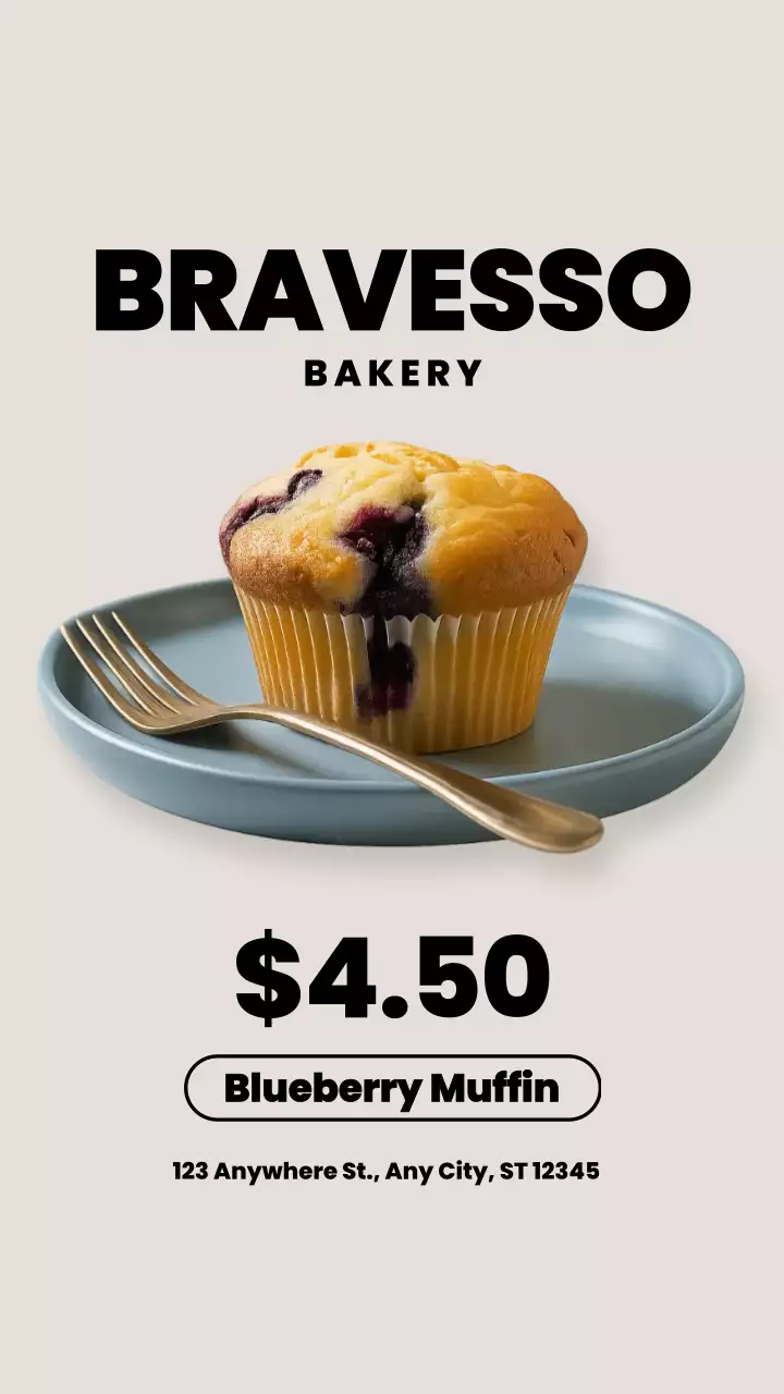 Anúncio de padaria minimalista bege