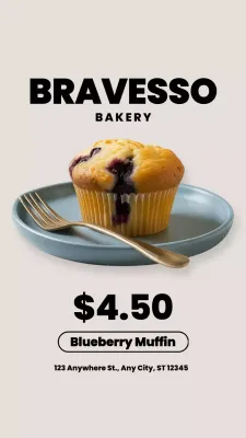 Anúncio de padaria minimalista bege