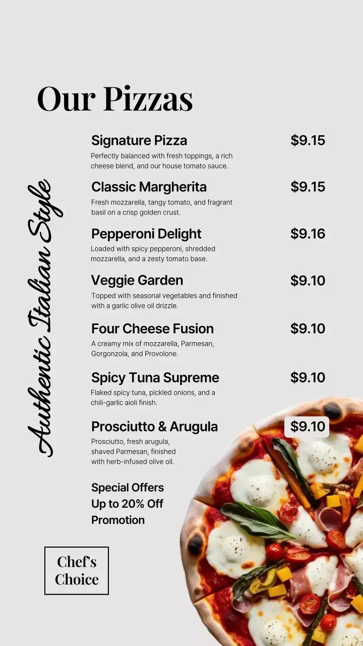 História do Instagram do cardápio da Gray Modern Pizza