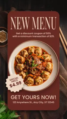 Brown Modern Menu Advertisement Instagram Story