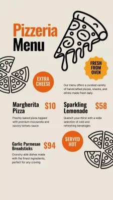 Publicação no Instagram do cardápio da Orange Bold Pizza