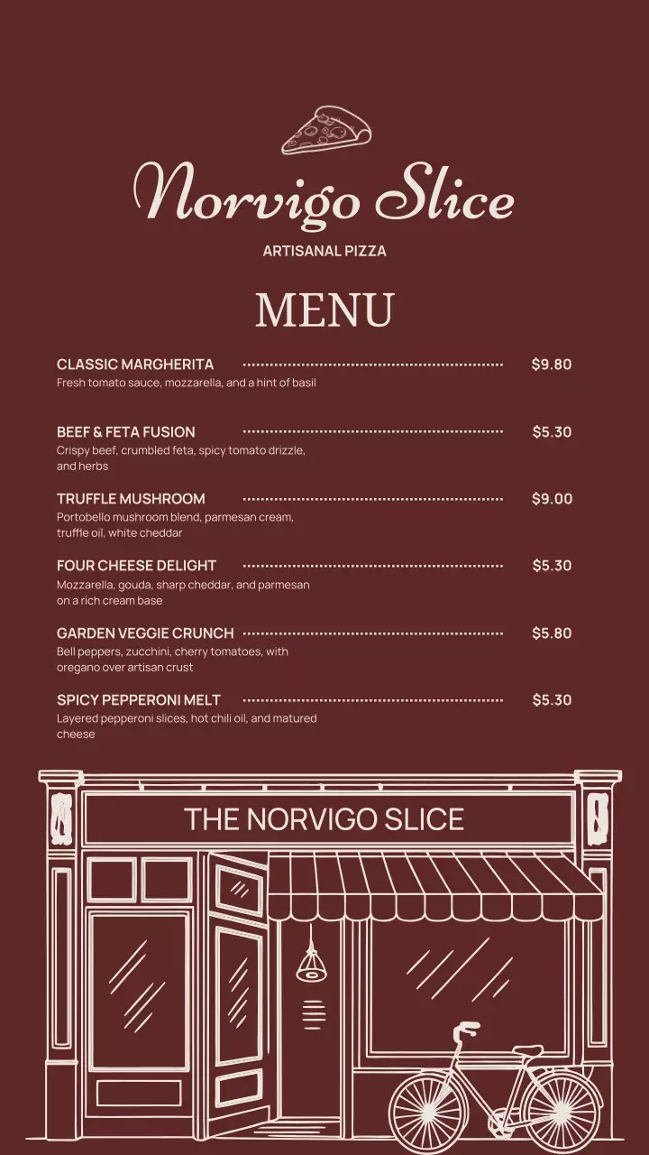 Maroon Classic Pizza Menu Instagram Post