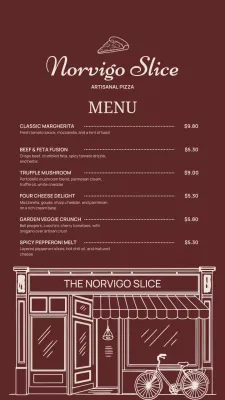 Maroon Classic Pizza Menu Instagram Post