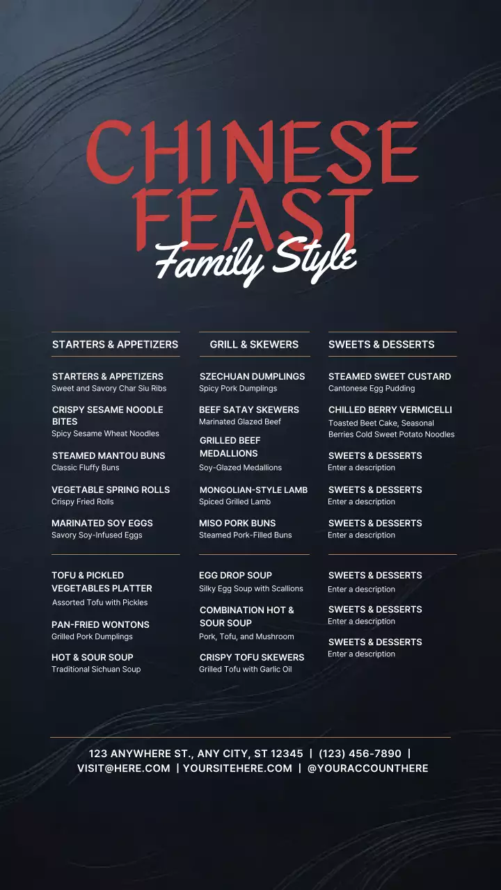 Black Elegant Menu Design Instagram Story