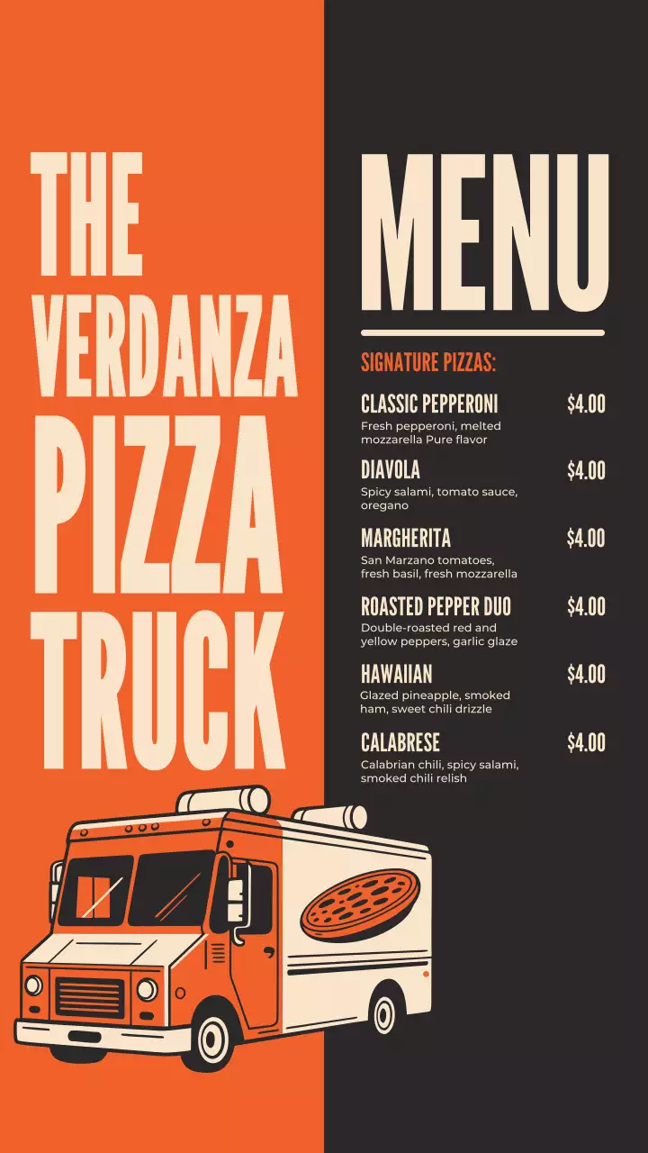Orange Retro Pizza Menu Instagram Story