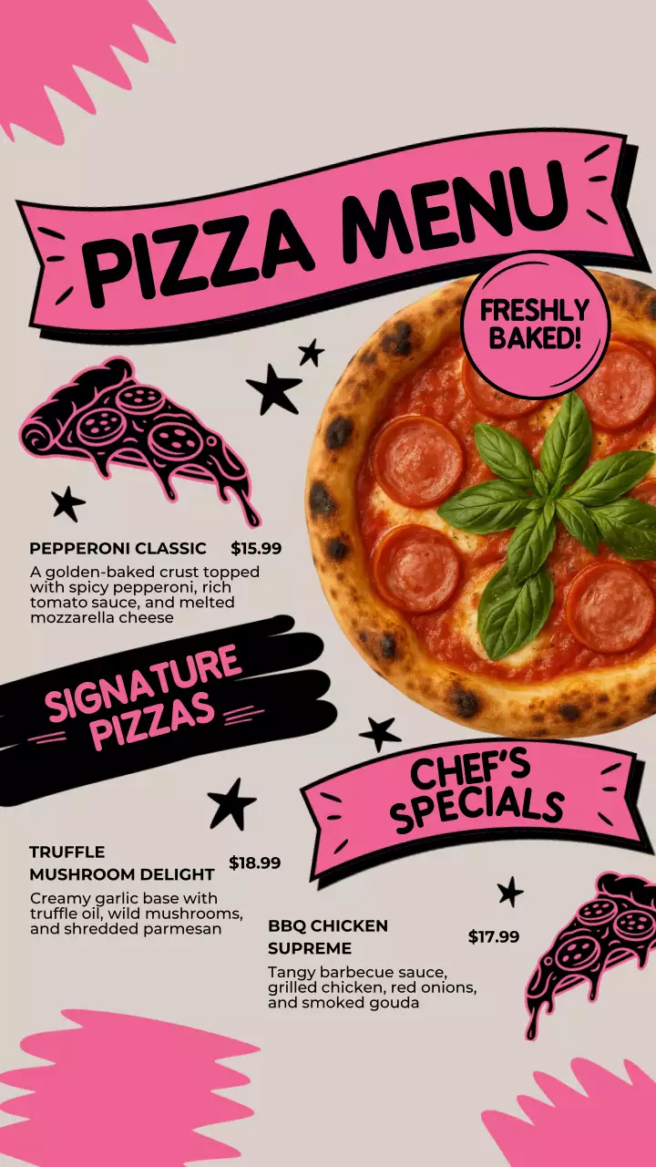 Pink Retro Pizza Menu Instagram Post