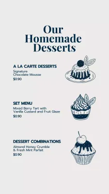 Beige Elegant Dessert Menu