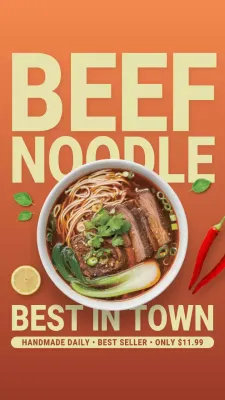 Orange Bold Beef Noodle Advertisement Instagram Story