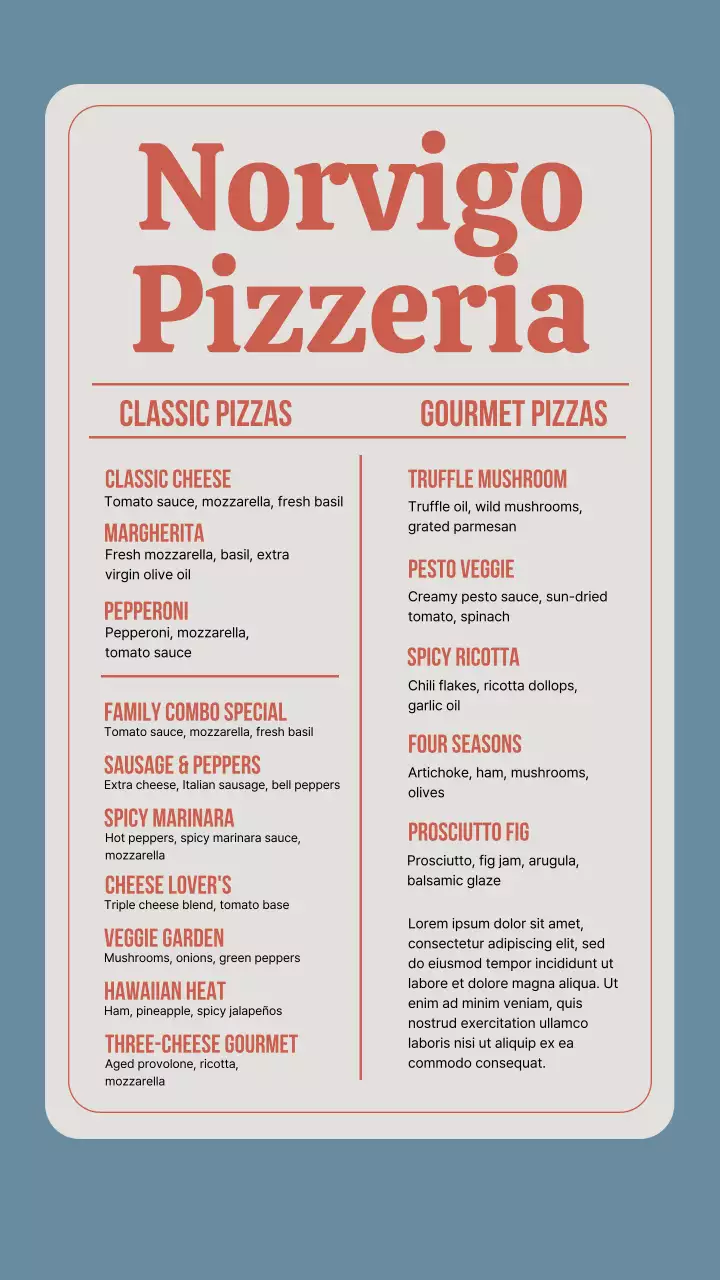 Beige Classic Pizza Menu Instagram Post