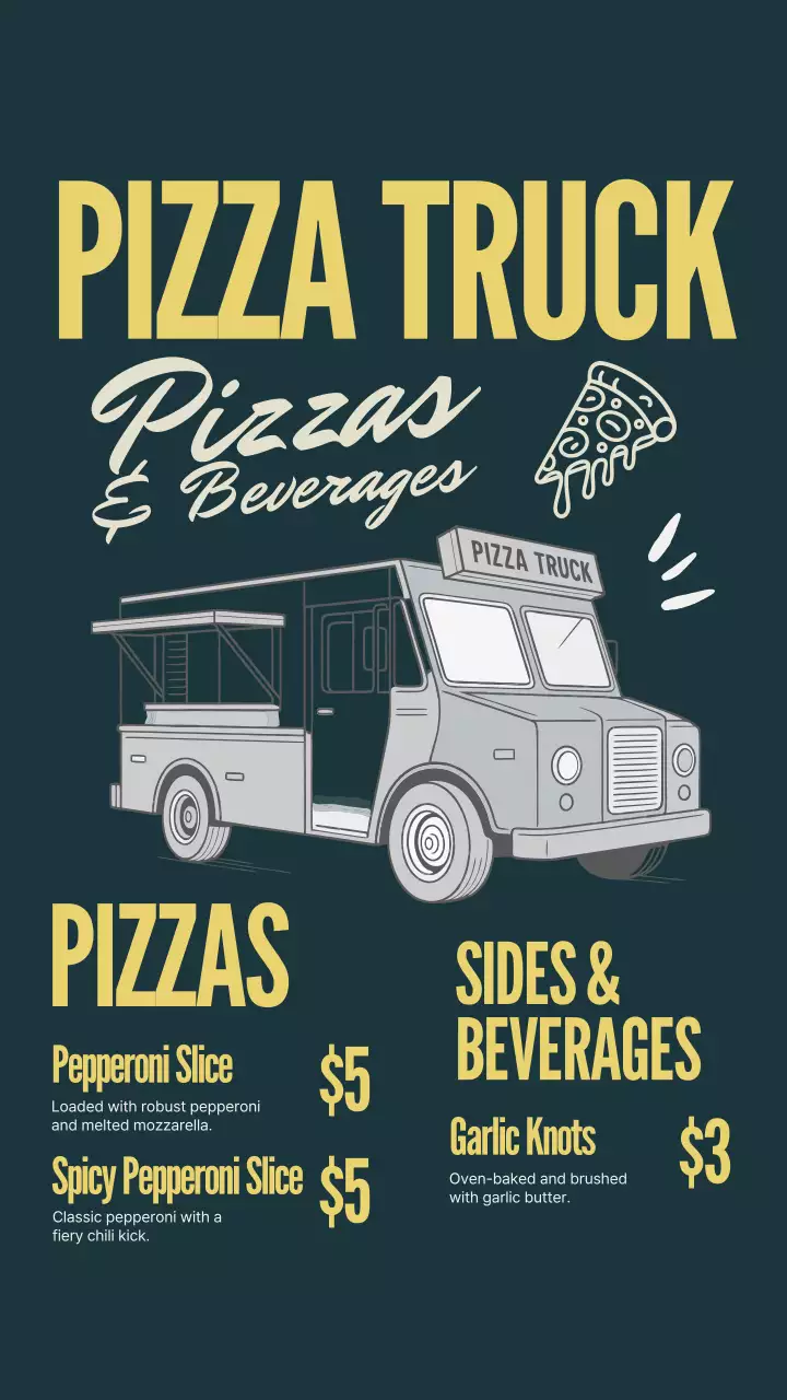 Navy Retro Pizza Menu Instagram Post