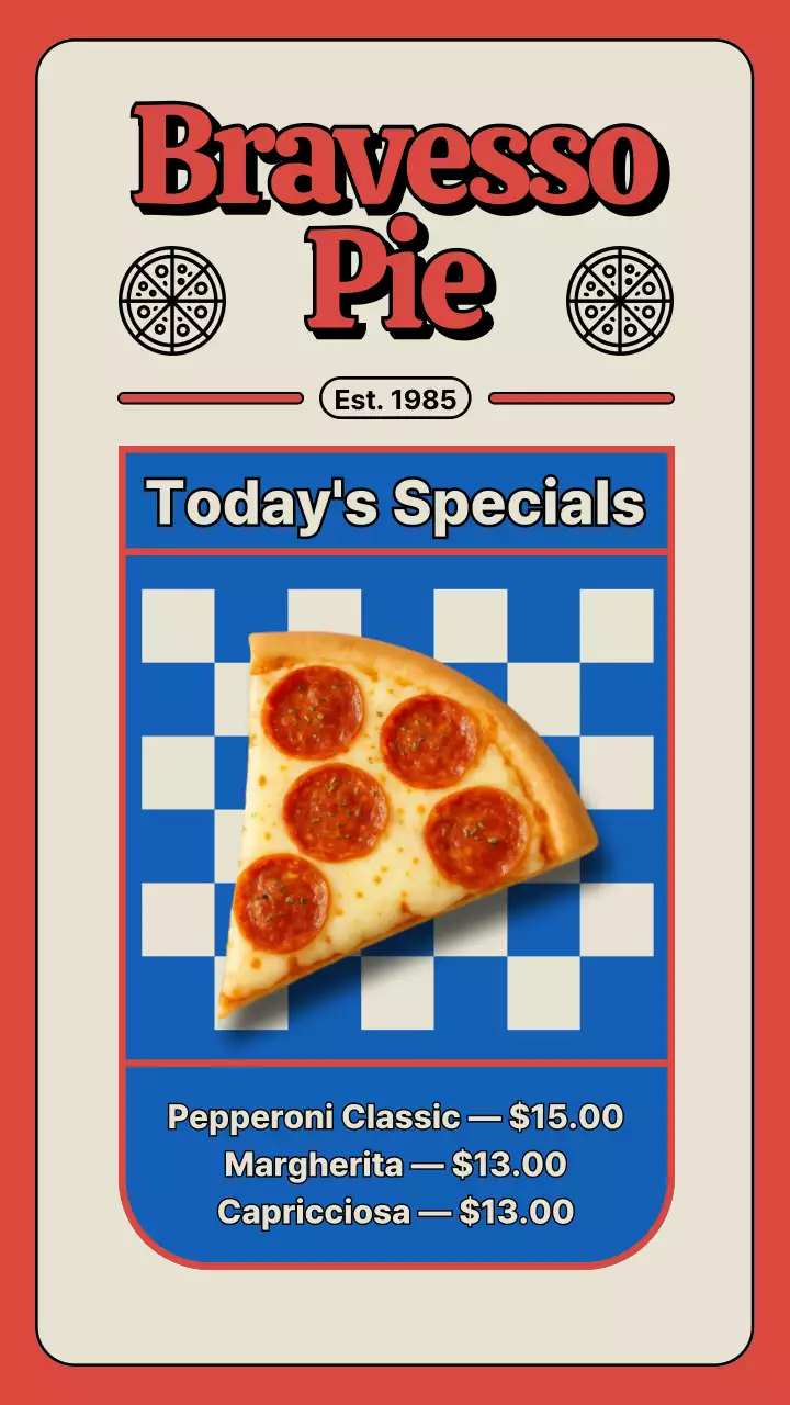 Postagem no Instagram do cardápio da Red Retro Pizza