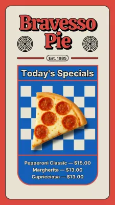Red Retro Pizza Menu Instagram Post