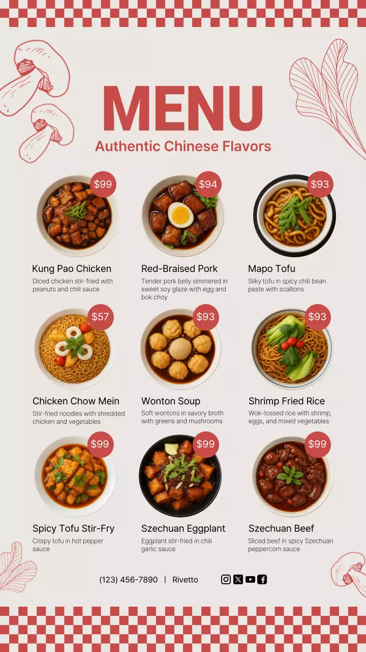 História do Instagram do Menu Chinês Tradicional Vermelho