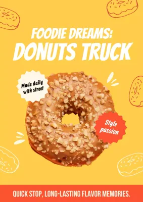 Orange Retro Donuts Advertisement Poster