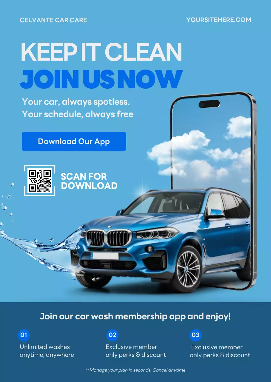 Blue Modern Car Care Promotion Application