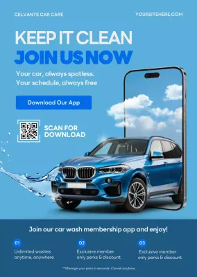 Blue Modern Car Care Promotion Application