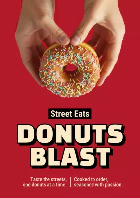 Red Bold Donuts Advertisement Poster