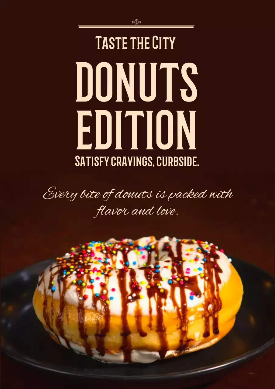 Brown Retro Donut Advertisement Poster