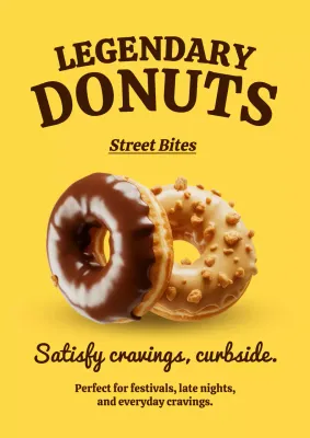 Beige Retro Donut Promotion Poster