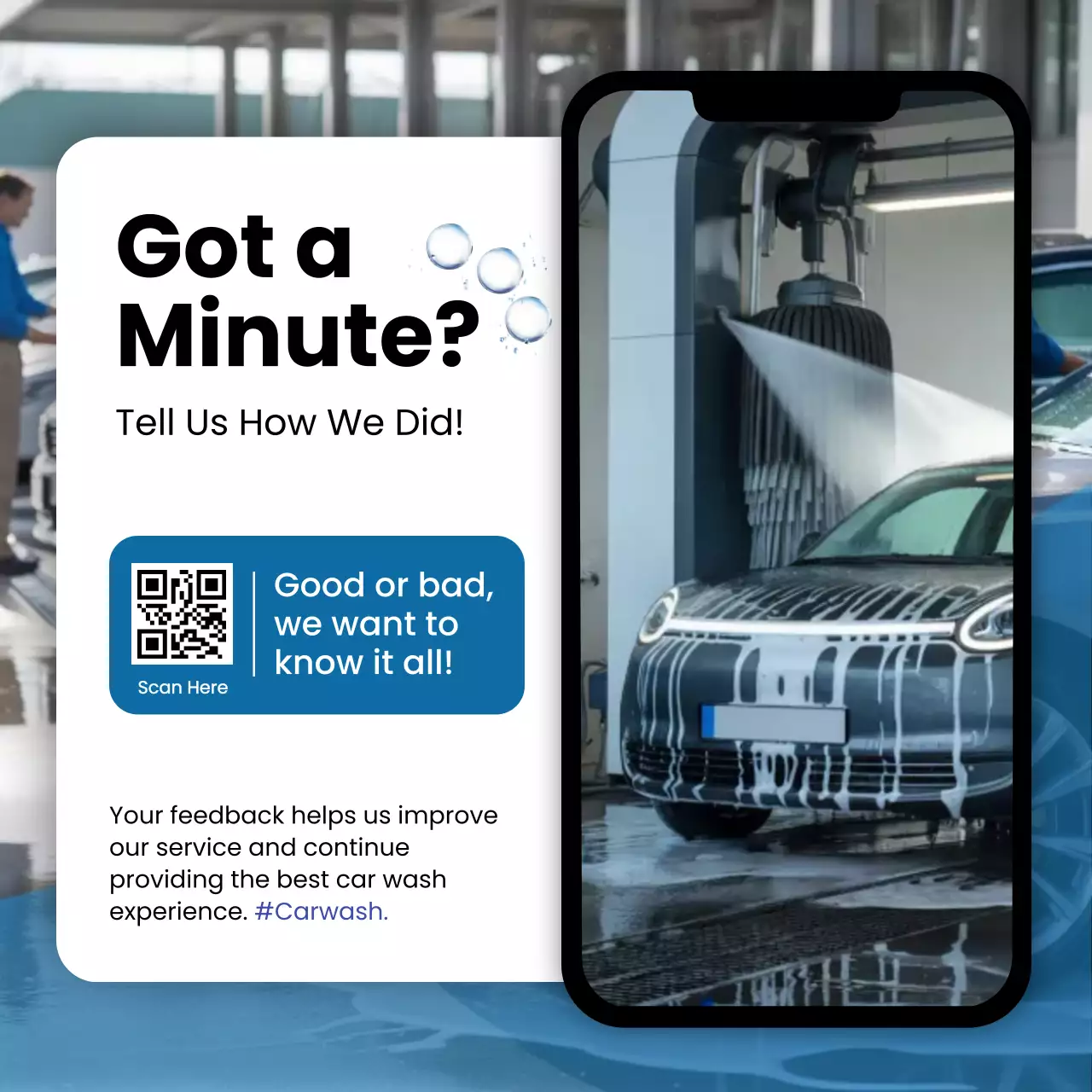 Blue Modern Car Wash Review Instagram Post