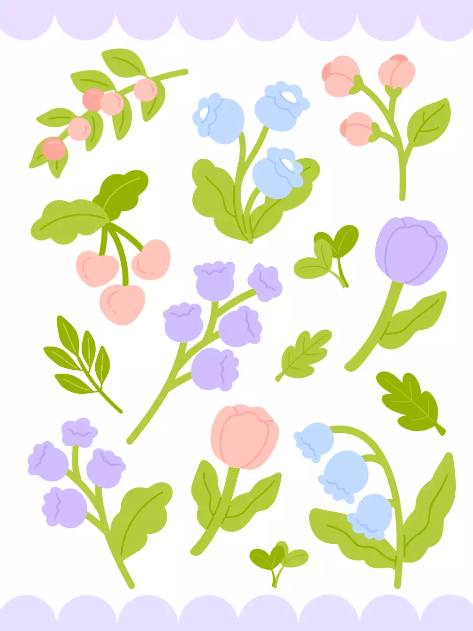 연보라 아기자기한 꽃 스티커