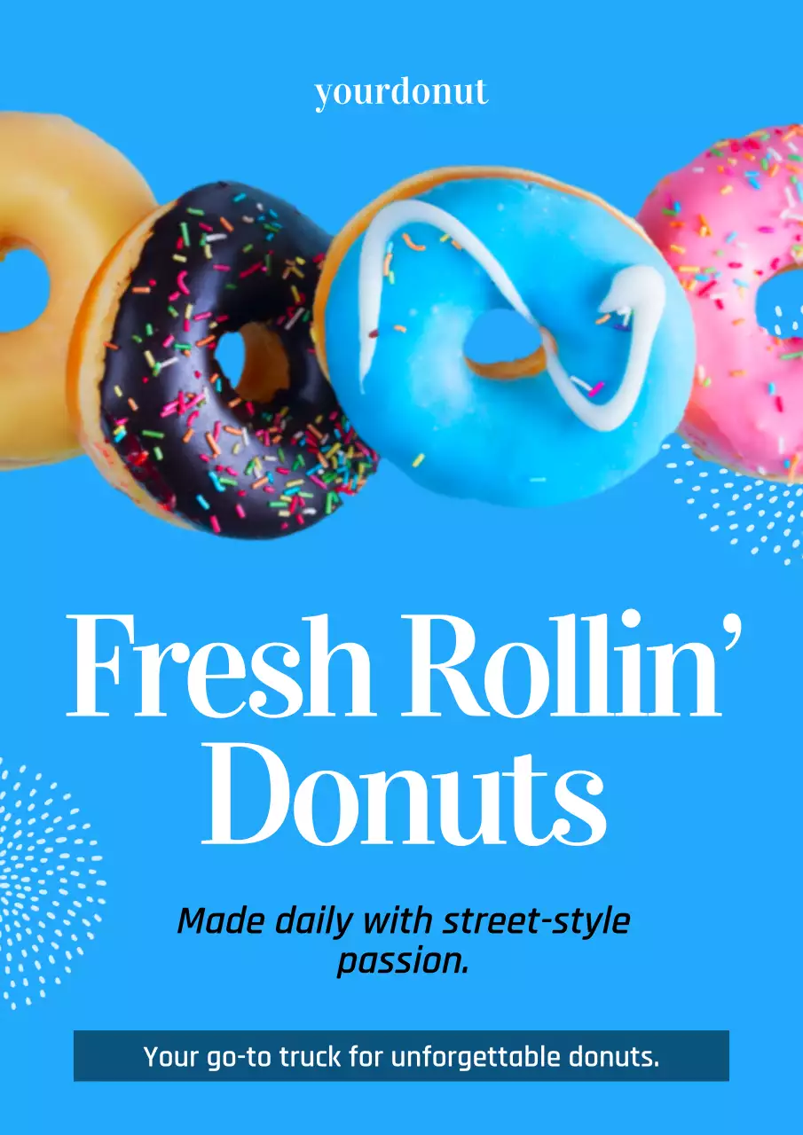 Blue Trendy Donuts Advertisement Poster