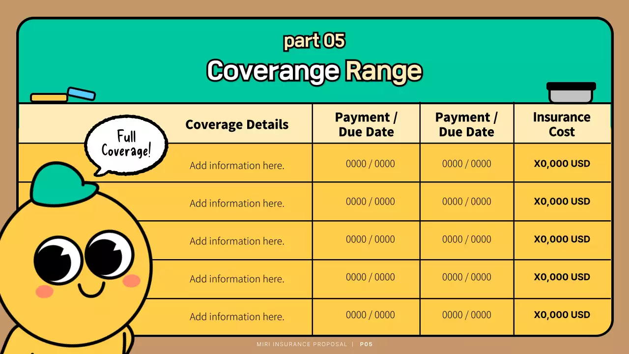 Turquoise Cute Character Child Insurance Proposal Presentation