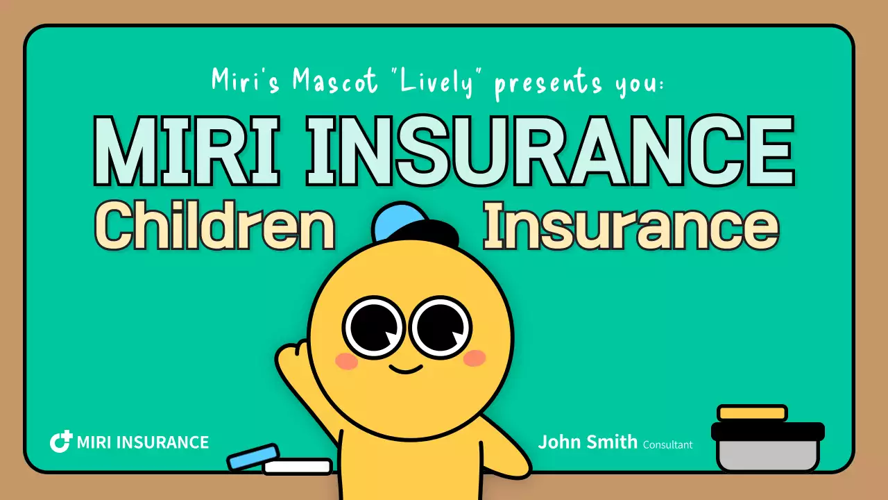 Turquoise Cute Character Child Insurance Proposal Presentation